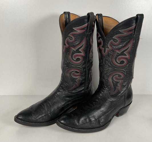 Vintage Panhandle Slim Ostrich Leg Cowboy Boots | Exotic | Black | Men’s 12 D