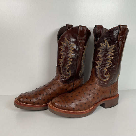 Justin Full Quill Ostrich Quill Roper Boots | Tekno Crepe | USA Made | Men’s 8 D