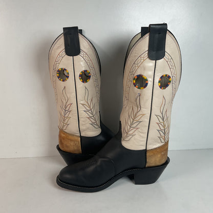 Olathe Rough Stock Cowboy Boots 10 D Black Mule Skin USA Made