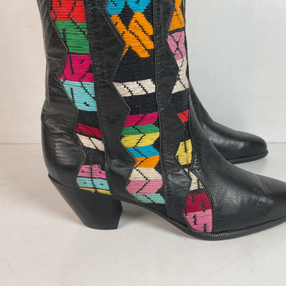 Tony Lama’s Hyer Cowgirl Boots 8 C Southwestern Aztec Woven Inlays