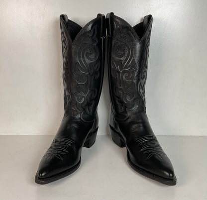 Justin Corona Top Leather Cowboy Boots 9.5 B USA Style 1434 Classic Black