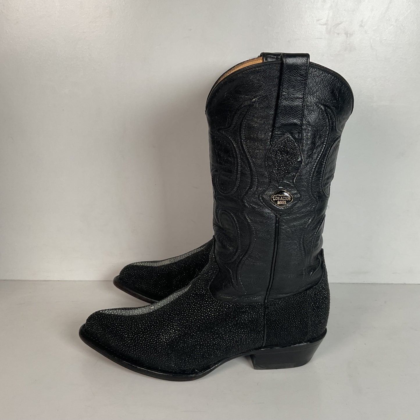Los Altos Exotic Sea Stingray Cowgirl Boots 8 M Classic Black