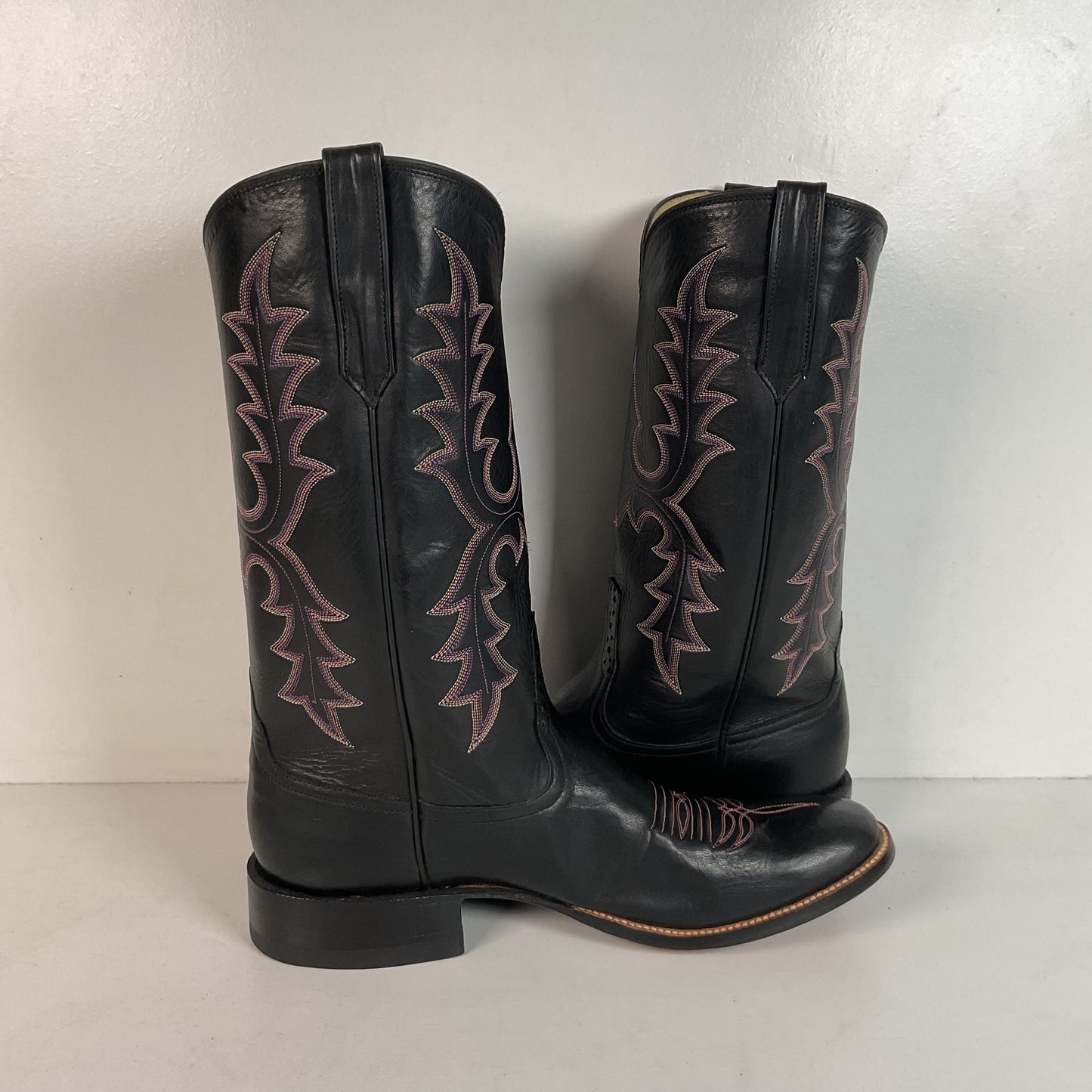 Rios of Mercedes Cowboy Boots Men’s 9.5 B (Narrow) Black Buffalo Calf