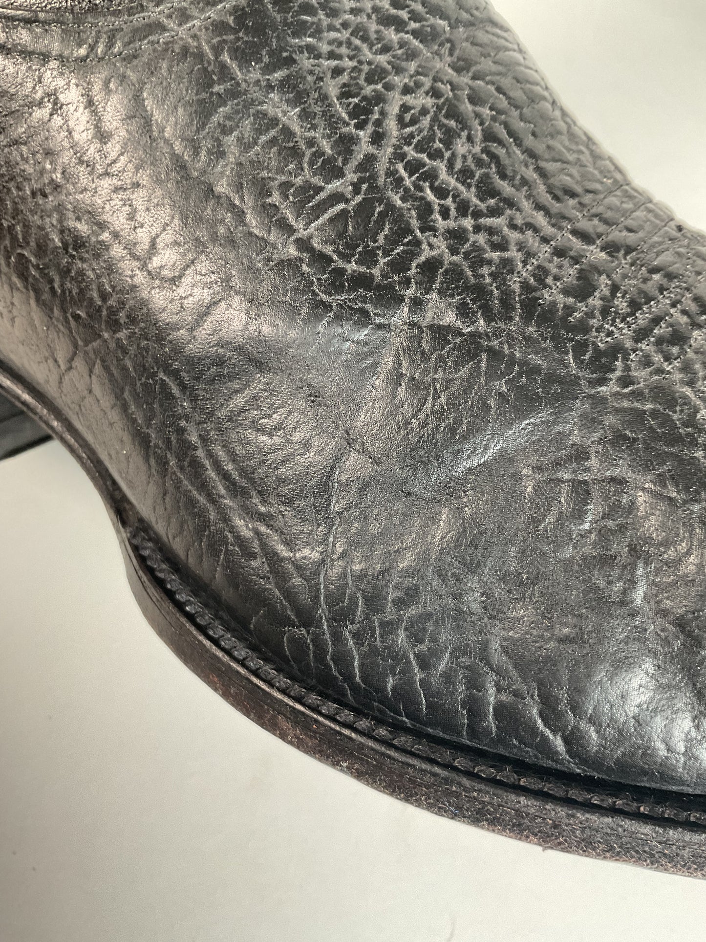 Anderson Bean Black Bullhide Cowboy Boots 12 EE USA Made