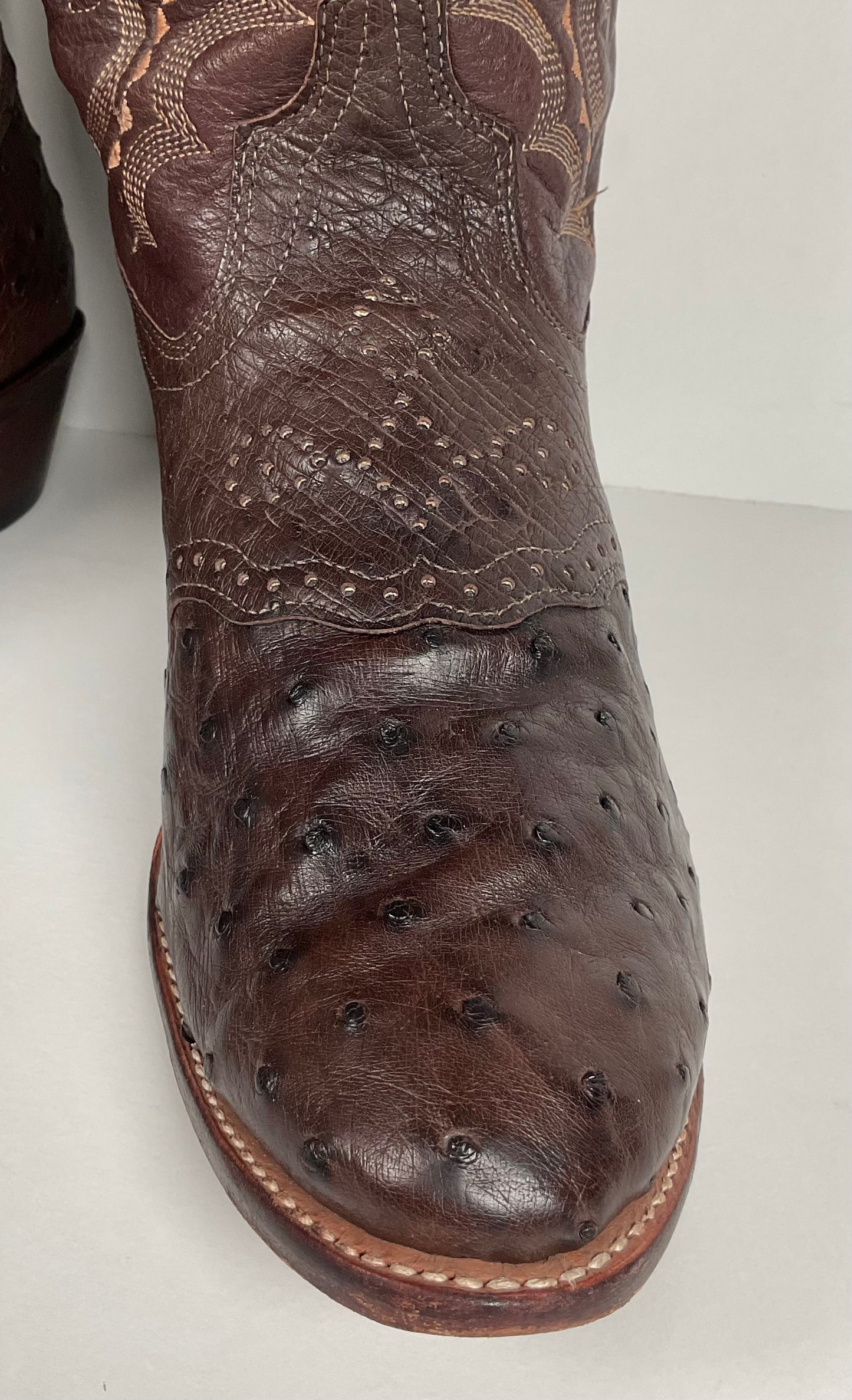J. Chisholm Full Ostrich Quill Roper Boots | Exotic | USA Made | Men’s 10 D