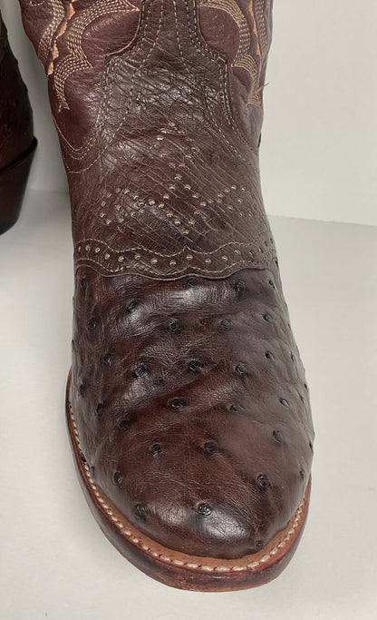 J. Chisholm Full Ostrich Quill Roper Boots | Exotic | USA Made | Men’s 10 D