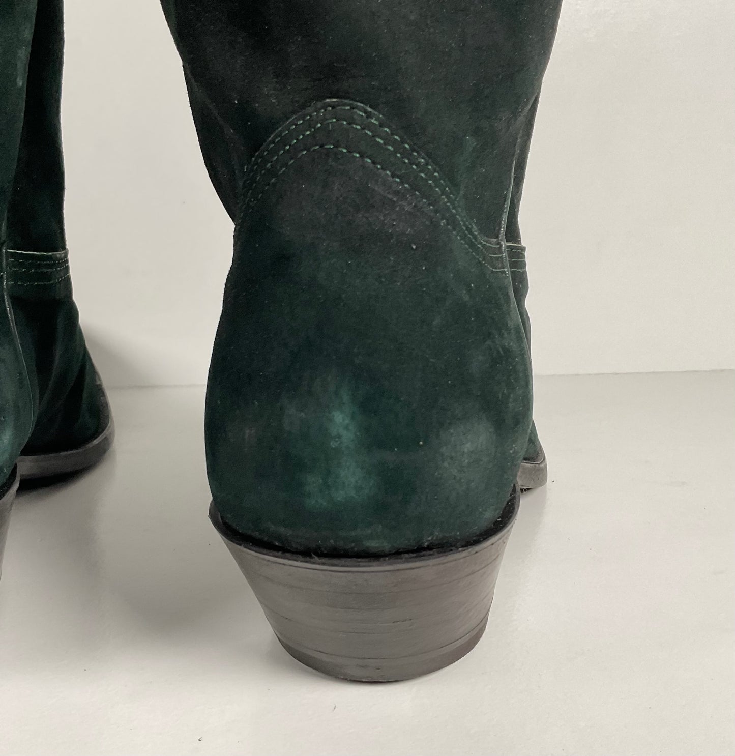 Vintage Nocona Wild Boar Cowboy Boots | Pig Skin Suede | Emerald Green | Men’s 11.5 E