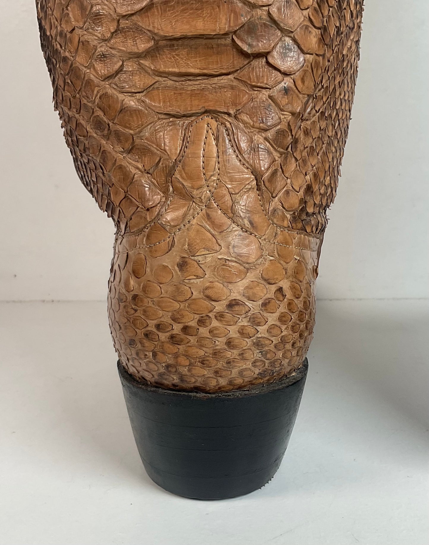 Vintage Full Python Snakeskin Cowboy Boots 8 D Back Cut Recraft