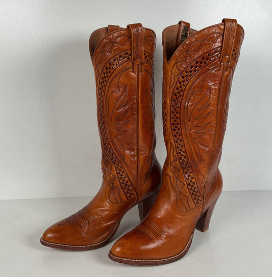 Vintage Dan Post Cowgirl Boots | Spanish Collection | Stacked Heel | Women’s 7.5