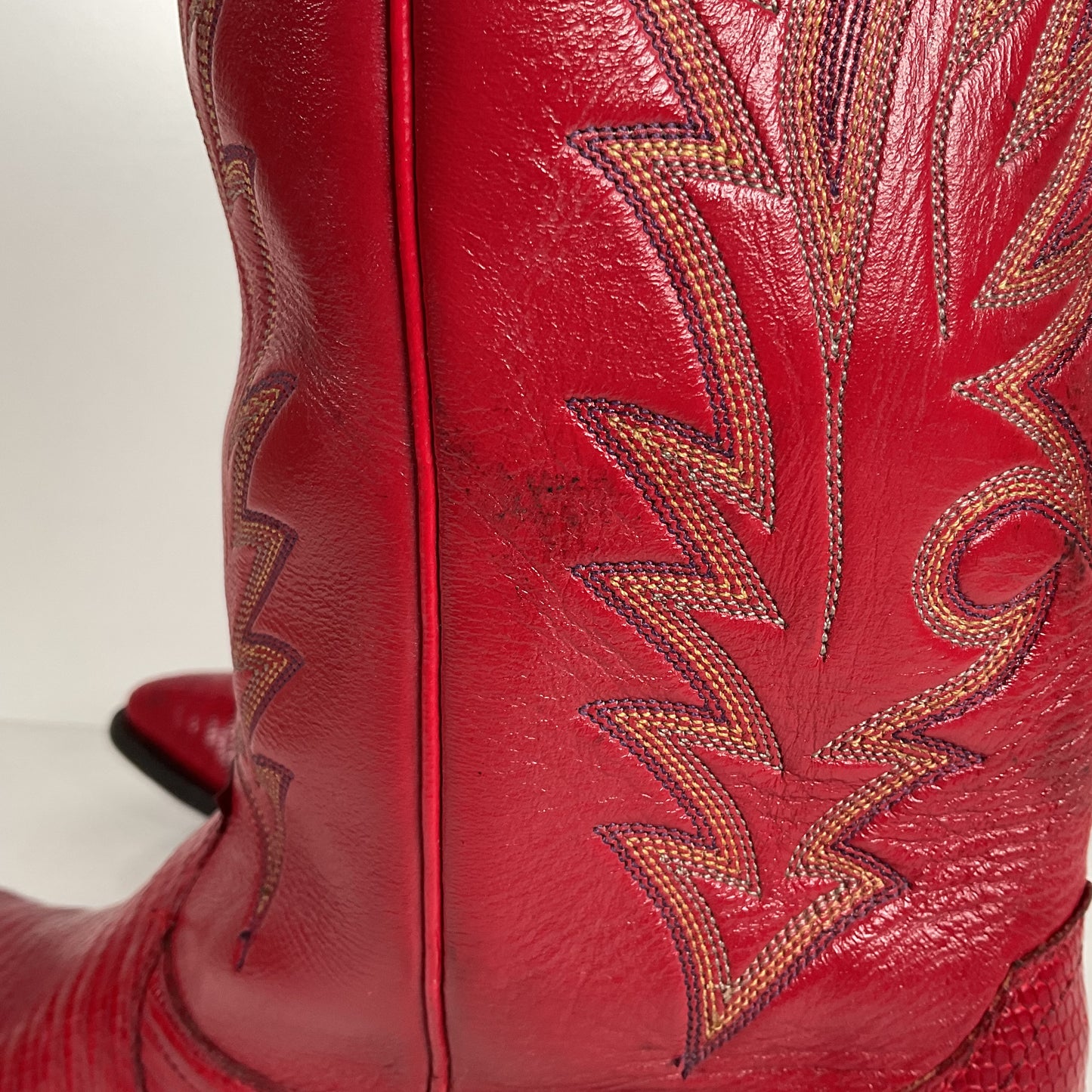 Vintage Justin Teju Lizard Cowboy Boots | USA Made | Ruby Red | Men’s 10.5 D