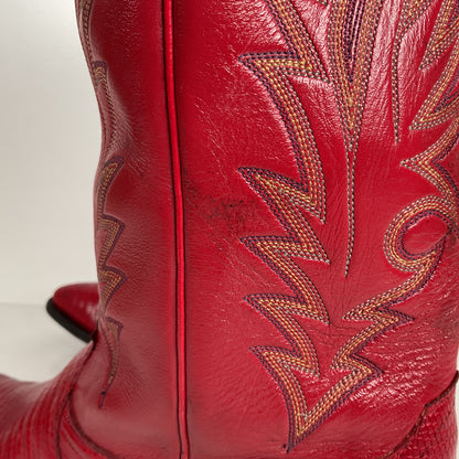 Vintage Justin Teju Lizard Cowboy Boots | USA Made | Ruby Red | Men’s 10.5 D