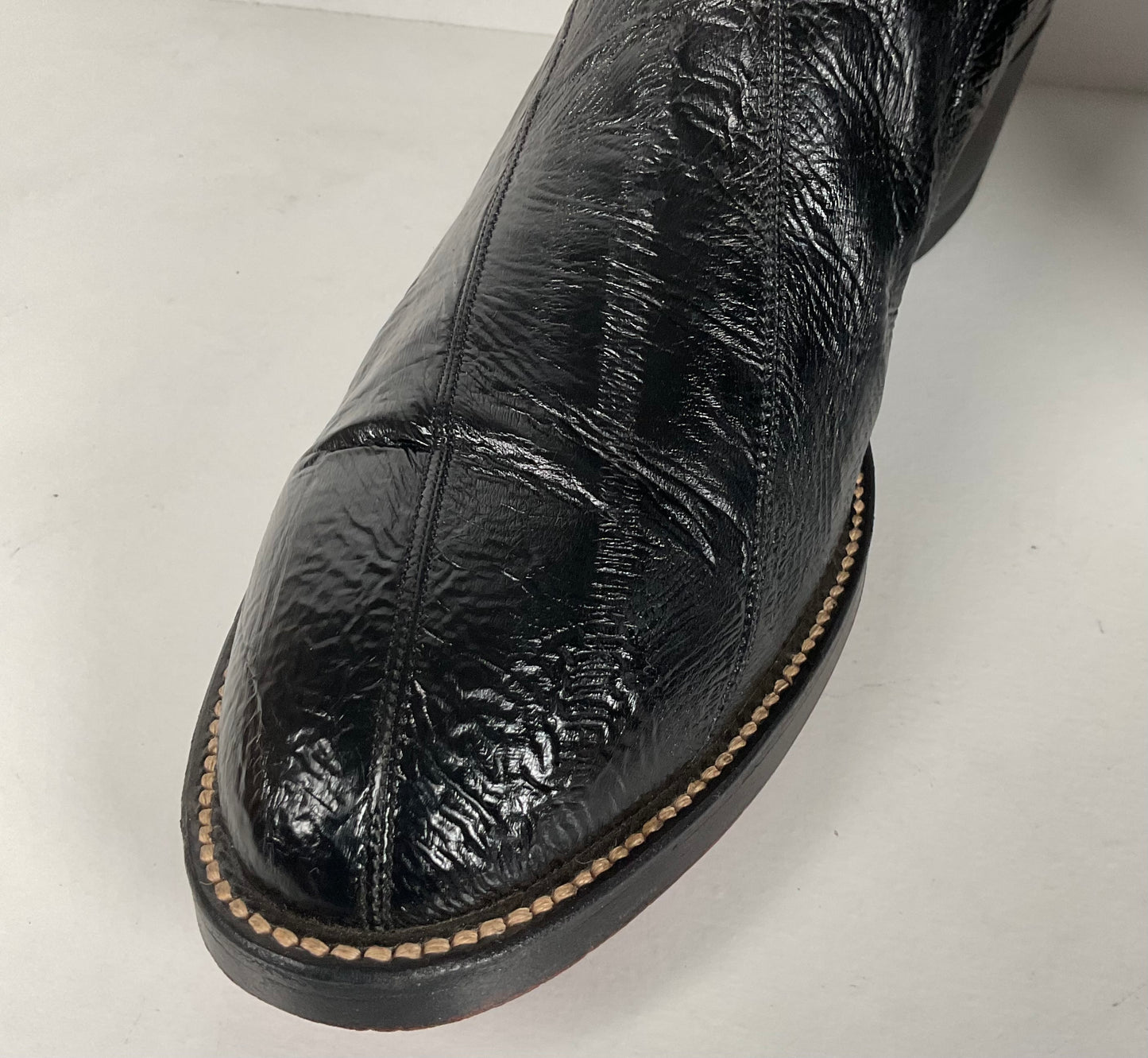 Vintage Hondo Eel Skin Cowboy Boots | Exotic | Black | Narrow | Men’s 11.5 B
