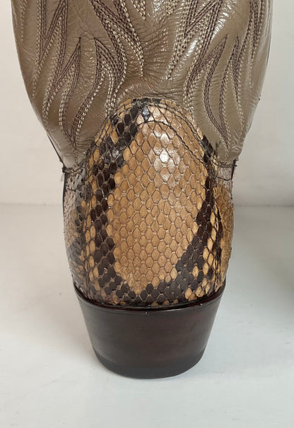 Dan Post Front Cut Python Cowboy Boots 9 D Snakeskin USA Made Recrafted