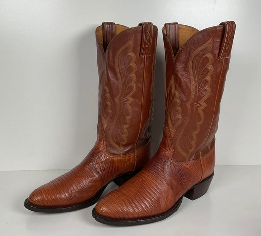 Vintage Tony Lama Teju Lizard Cowboy Boots | Gold Label | Men’s 10 D