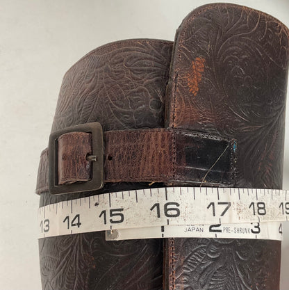 J.B. Dillon Western Riding Boots | Triple Buckle | Tooled | Women’s 8 B
