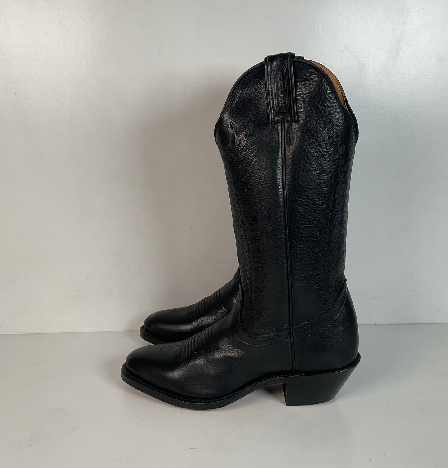 Boulet Classic Black Cowgirl Boots 6.5 C Deerskin New With Tags