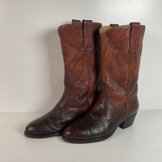 Vintage Full Shark Skin Cowboy Boots | Patchwork | Exotic | Custom | Men’s 10
