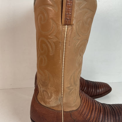 Vintage Lucchese San Antonio Lizard Teju Cowboy Boots 9.5 B