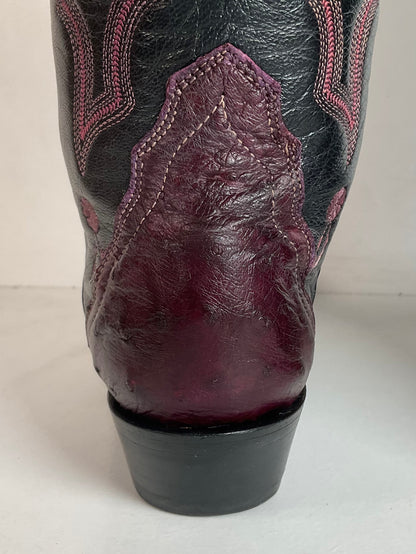 Corral Plum Ostrich Quill Cowgirl Boots 8 M Exotic Triad