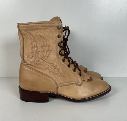 Vintage Larry Mahan Packer Boots | Cowgirl | Lace Up | USA Made | Women’s 8 M