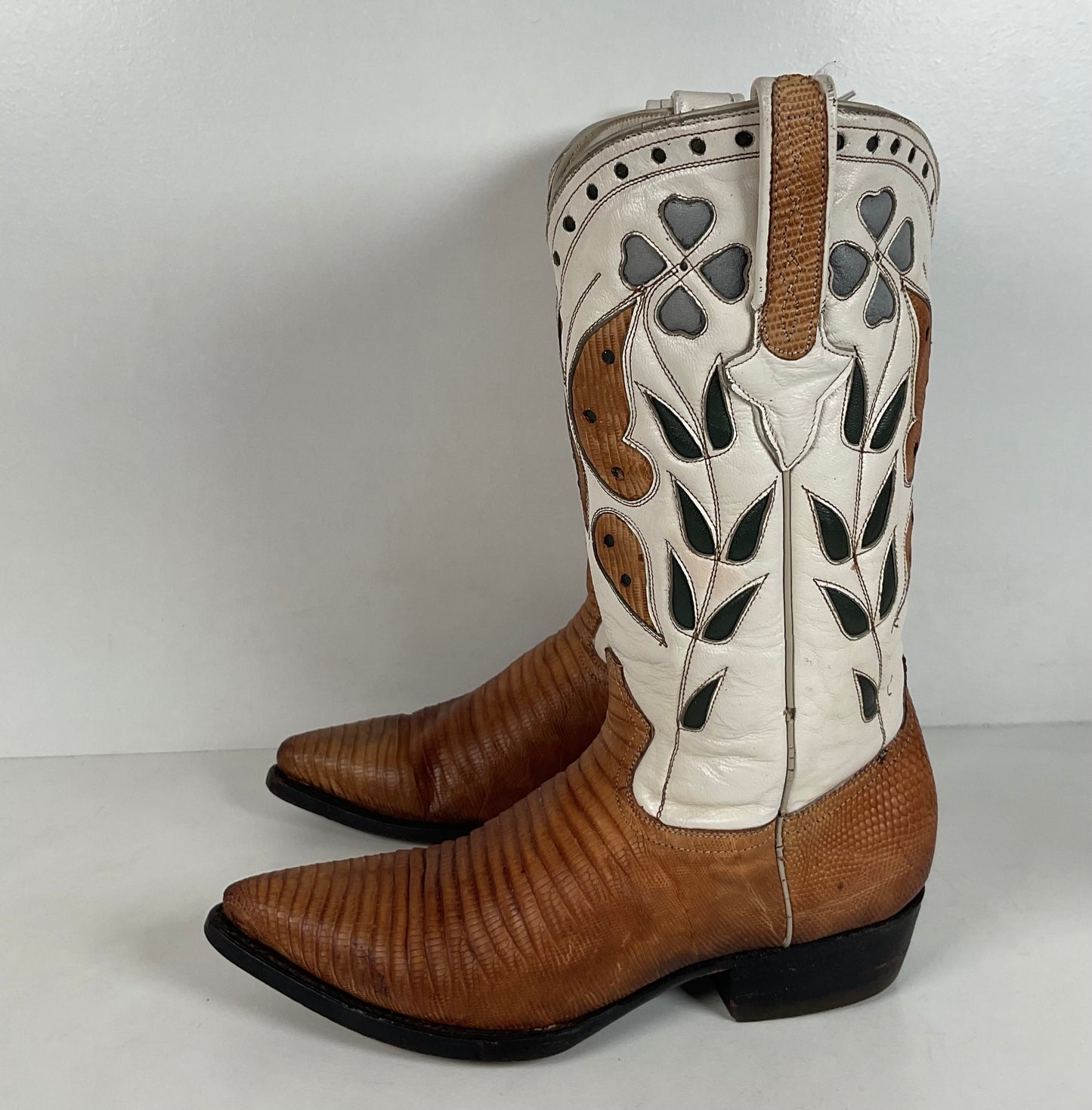 Vintage Cuadra Butterfly Cowgirl Boots | Teju Lizard | Tooled Inlays | Women’s 8