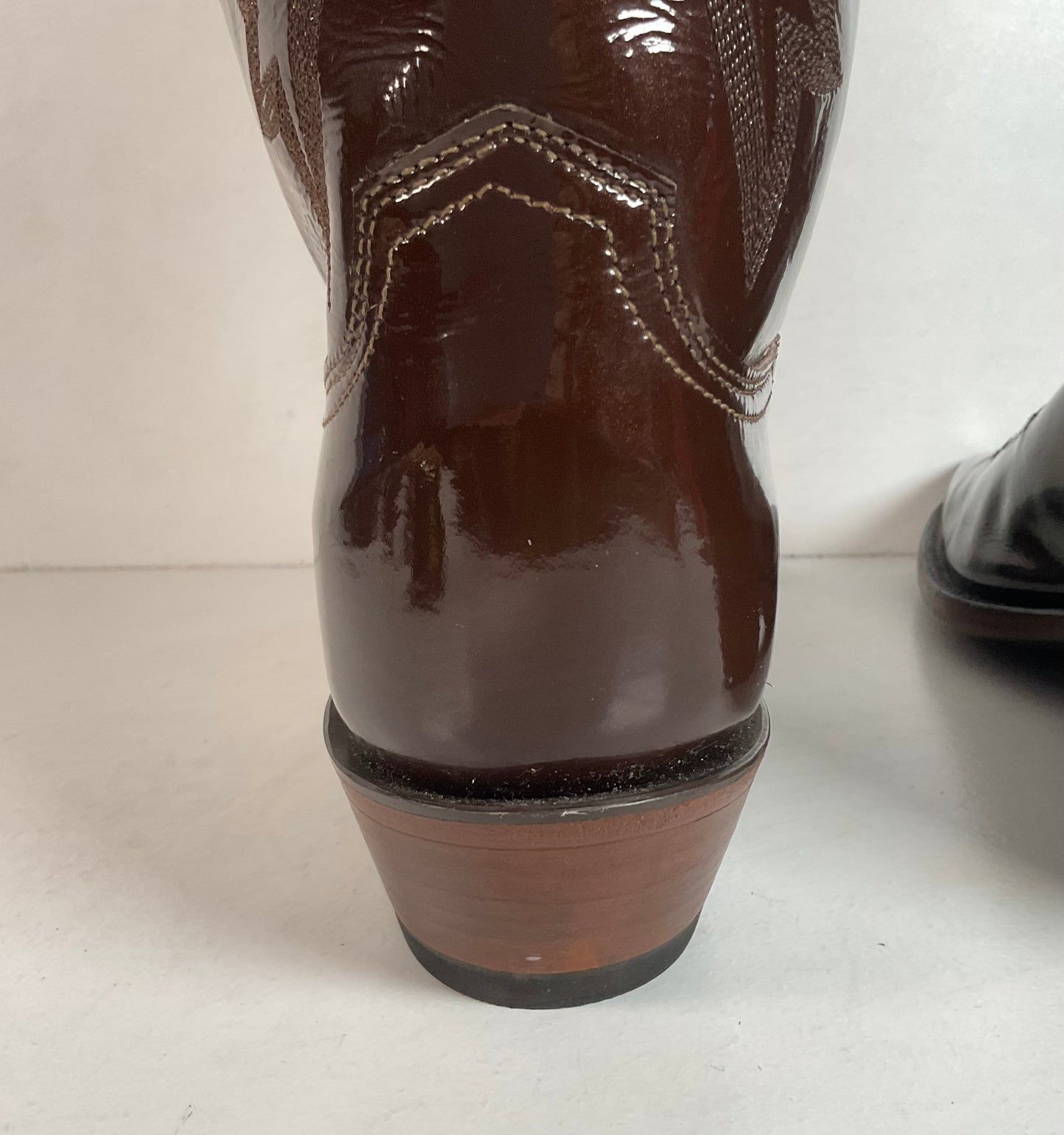 Lucchese Patent Leather Cowgirl Boots | Brown | Women’s 10
