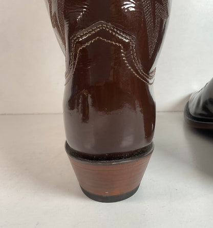 Lucchese Patent Leather Cowgirl Boots | Brown | Women’s 10