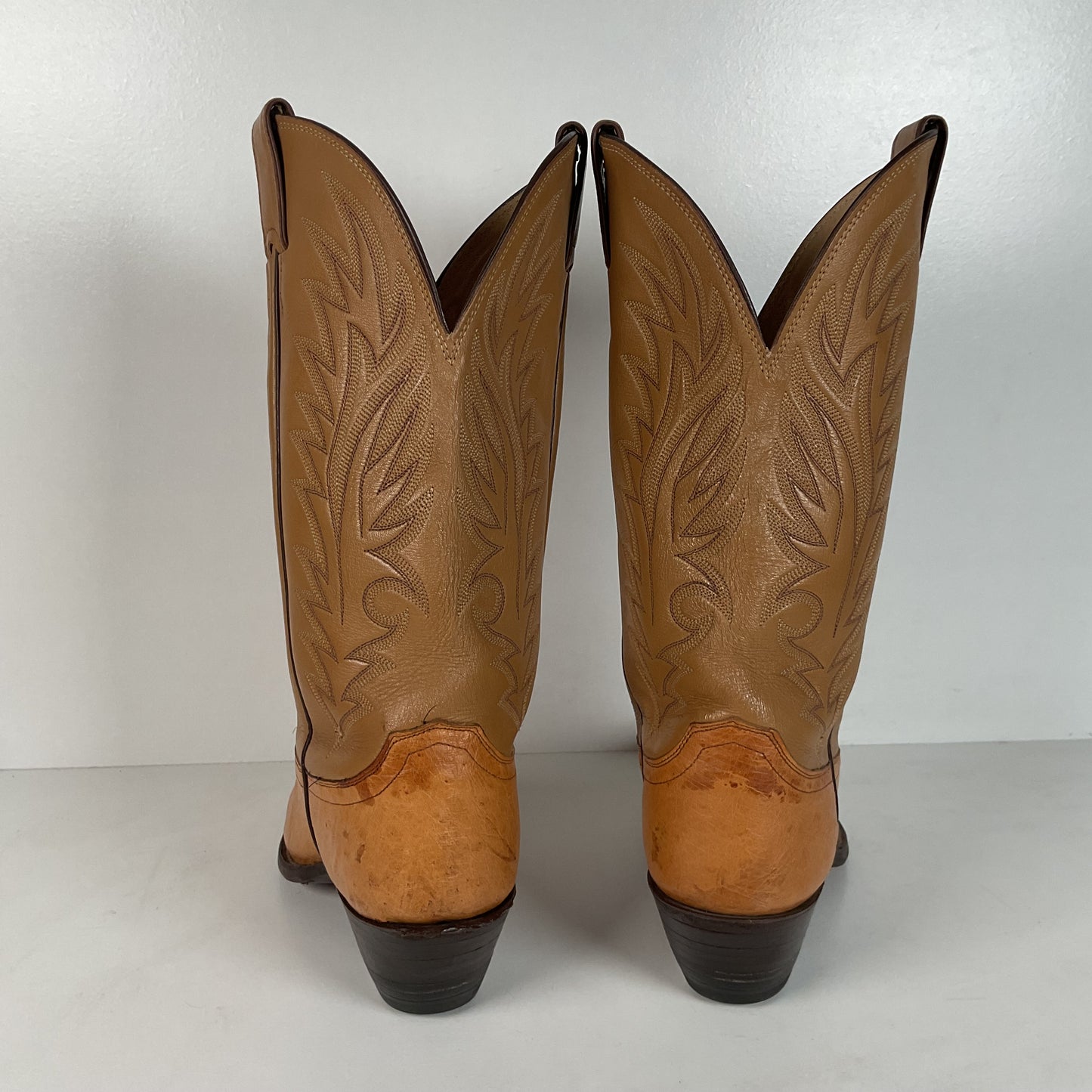 Vintage Justin Smooth Ostrich Cowboy Boots | USA Made | Butterscotch | 8 EE
