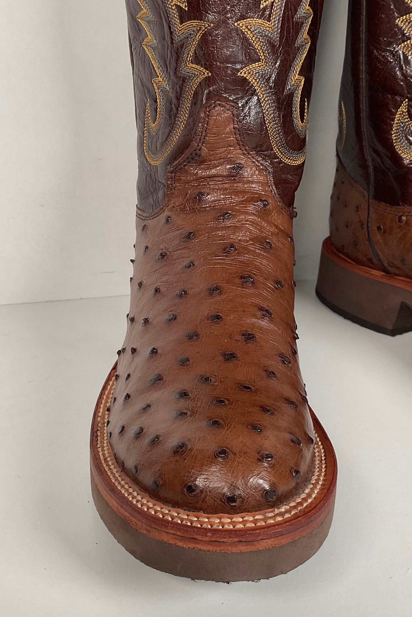 Justin Full Quill Ostrich Quill Roper Boots | Tekno Crepe | USA Made | Men’s 8 D