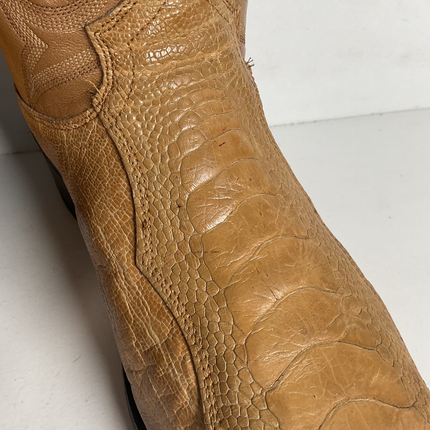 Dan Post Blonde Ostrich Leg Cowboy Boots 9 D Exotic