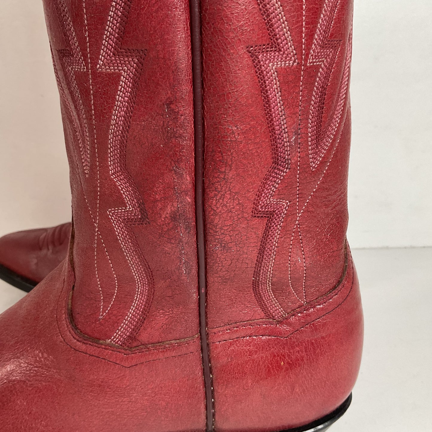 Vintage Panhandle Slim Red Cowgirl Boots 6.5 B Hand Crafted