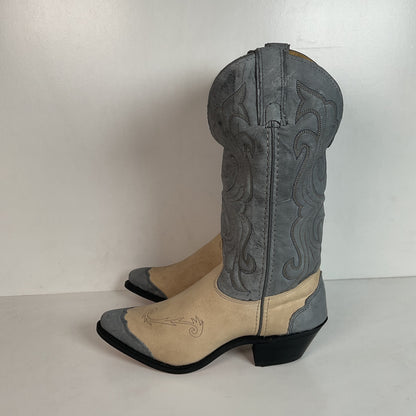 Vintage Wrangler Wingtip Cowgirl Boots 7.5 M Nubuck Suede