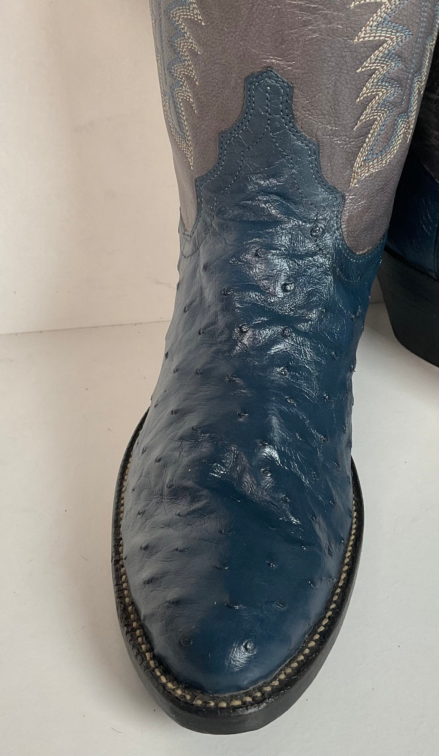 Vintage Justin Ostrich Quill Cowgirl Boots | USA Made | Royal Blue | Women’s 6.5 B