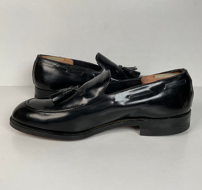 Vintage Florsheim Tassel Loafers | USA Made | Black Veal | High Shine | 10 EEE