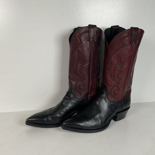 Vintage Justin Buffalo Calf Cowboy Boots | USA Made | Black Cherry | Men’s 10 D
