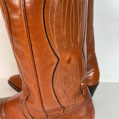 Vintage Dan Post Line Dancing Cowboy Boots 12 B Made in Spain