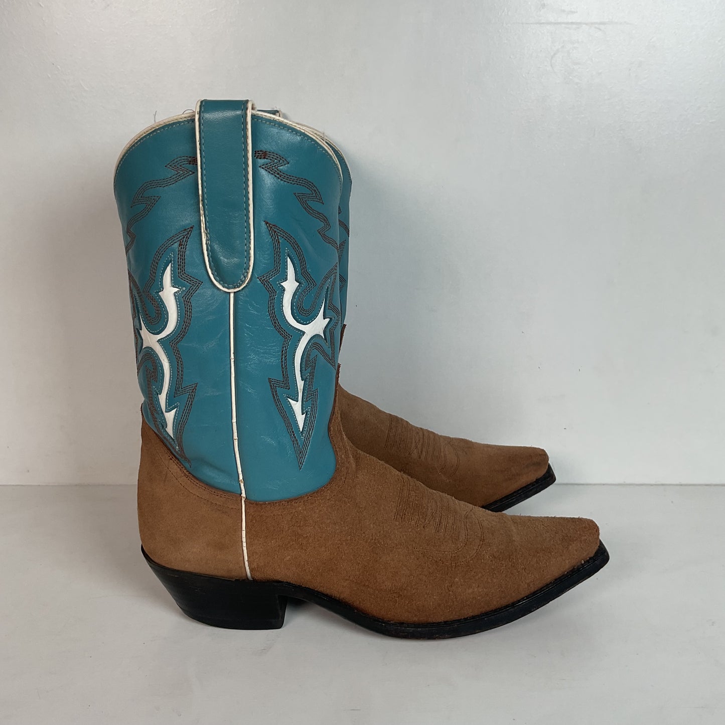 Dan Post Pee Wee Suede Cowgirl Boots 8 M Rough Out Suede