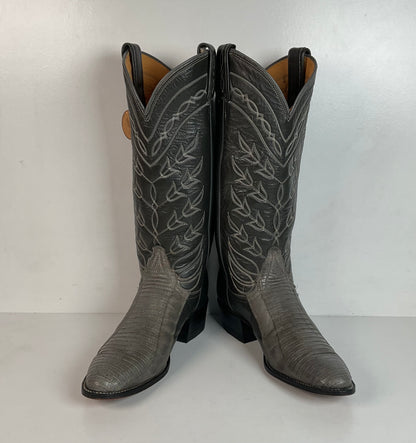 Vintage Tony Lama Gold Label Cowgirl Boots 6.5 B Grey Lizard Teju