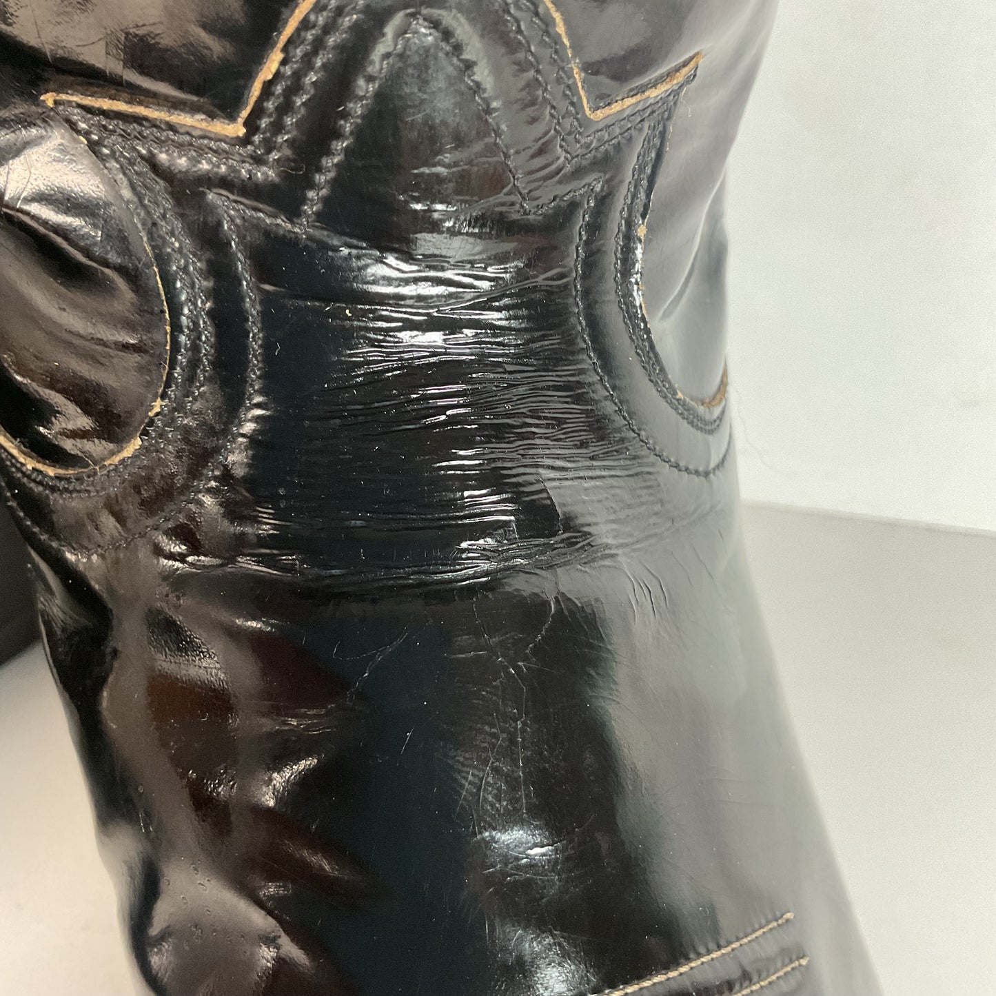 Late 1960s Tony Lama Patent Leather Cowboy Boots 10.5 D Glossy USA Made