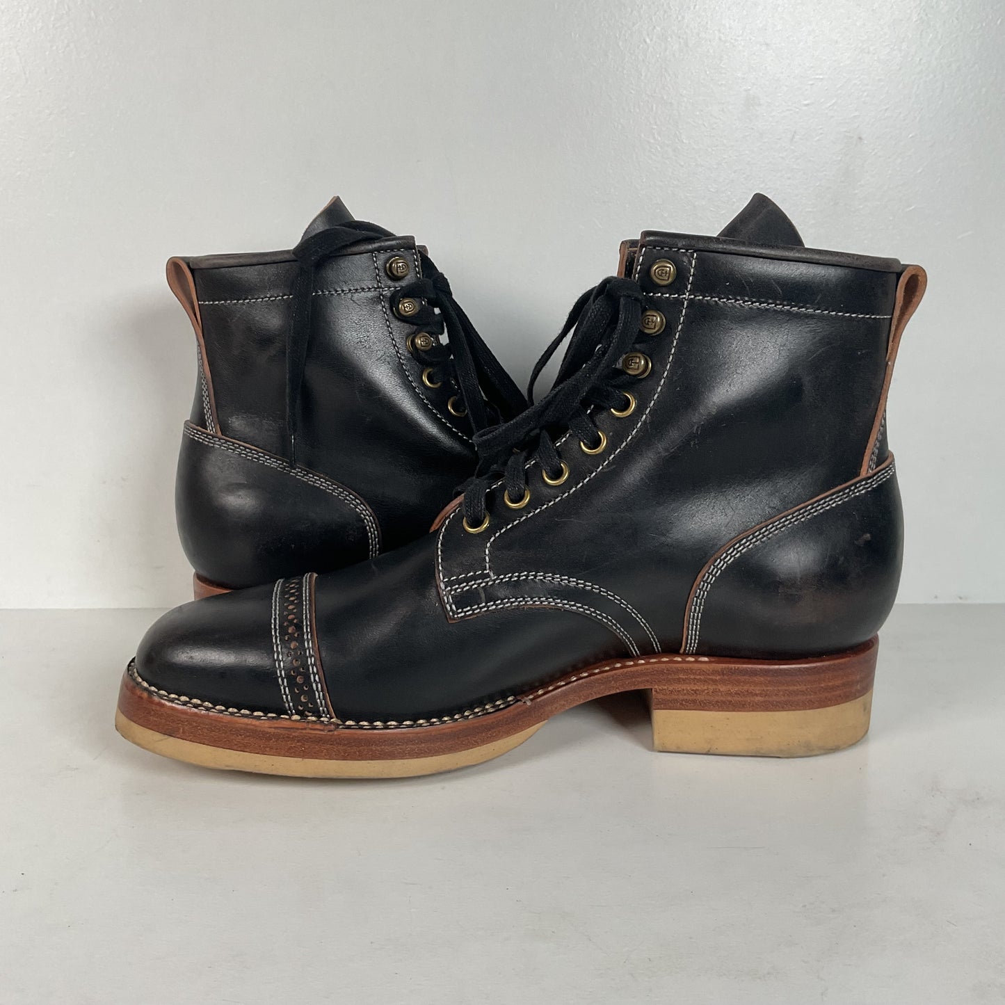 Flame Panda Cap Toe Boots | Lace Up | Custom | Men’s 9.5