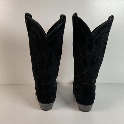 Vintage Justin Suede Cowgirl Boots | USA Made | Rough Out | Black | 5.5 B