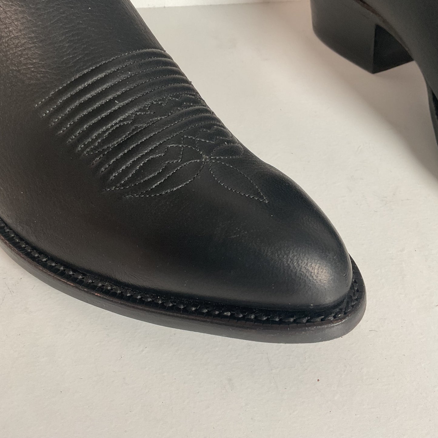 Lucchese 2000 Elk Skin Cowboy Boots | USA Made | Black | Original Box | 9.5 EE