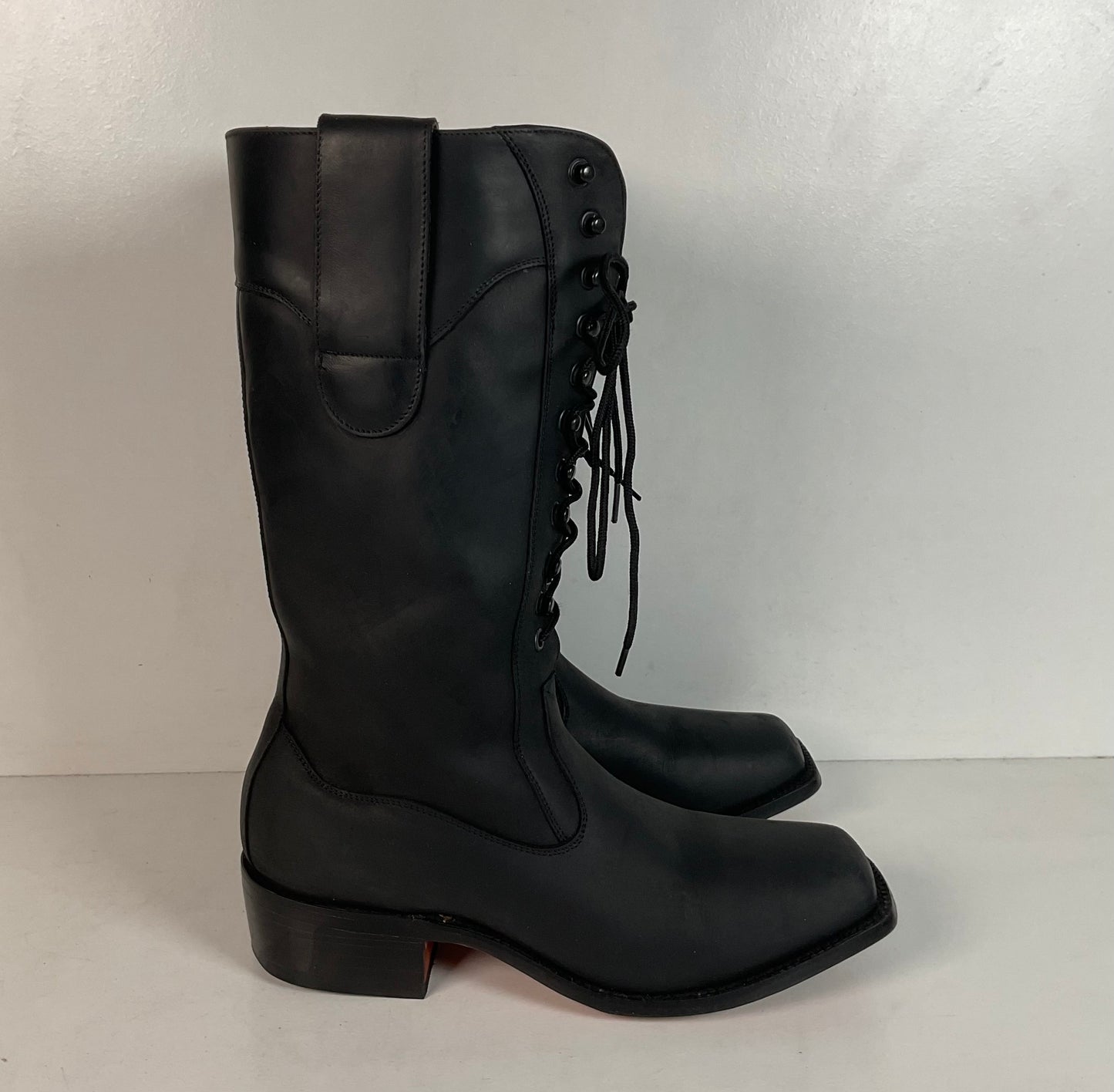 Custom Western Lace Up Boots | Go-Go | Black Oiled | Women’s 8 B