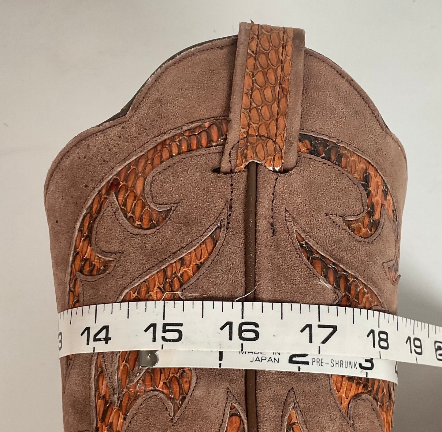 Vintage Larry Mahan Tall Cowgirl Boots 7 B Tooled Snakeskin Inlay