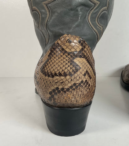 Vintage Larry Mahan Python Snakeskin Cowboy Boots | Reticulated | Men’s 12 D
