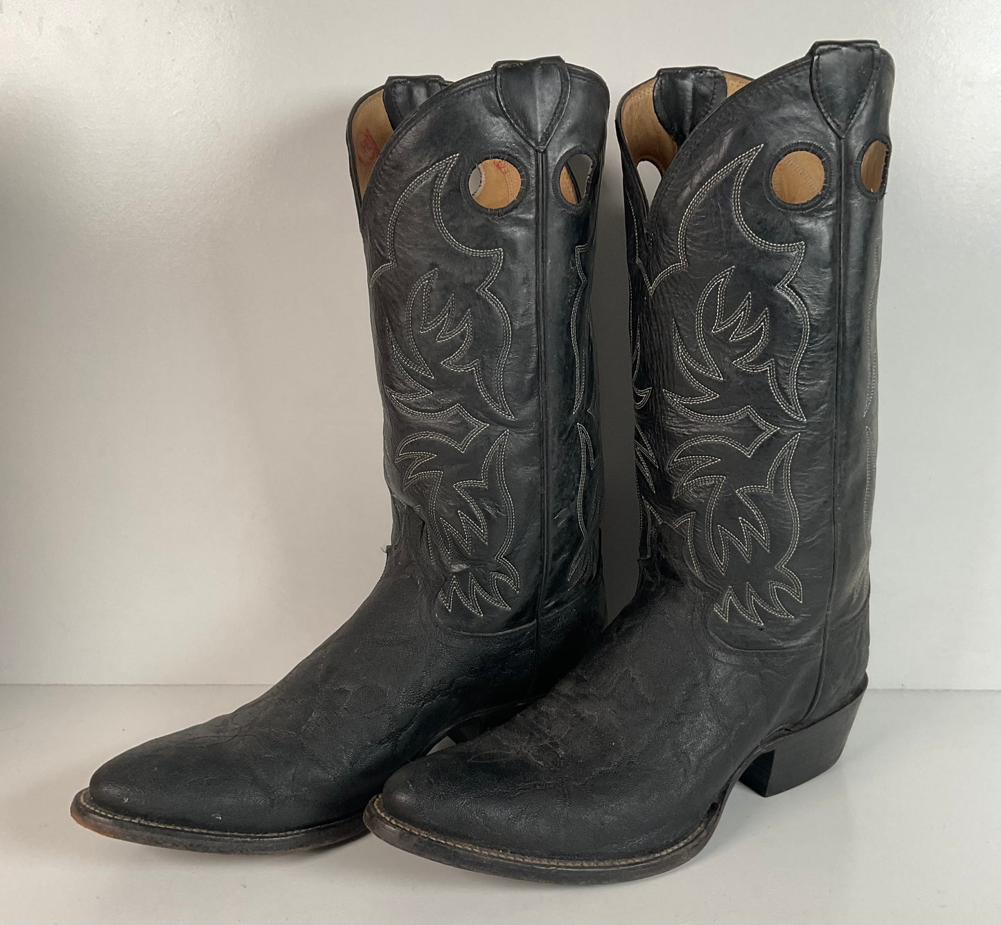 Justin Faux Elephant Print On Cowhide Buckaroo Cowboy Boots 10 D Punchy