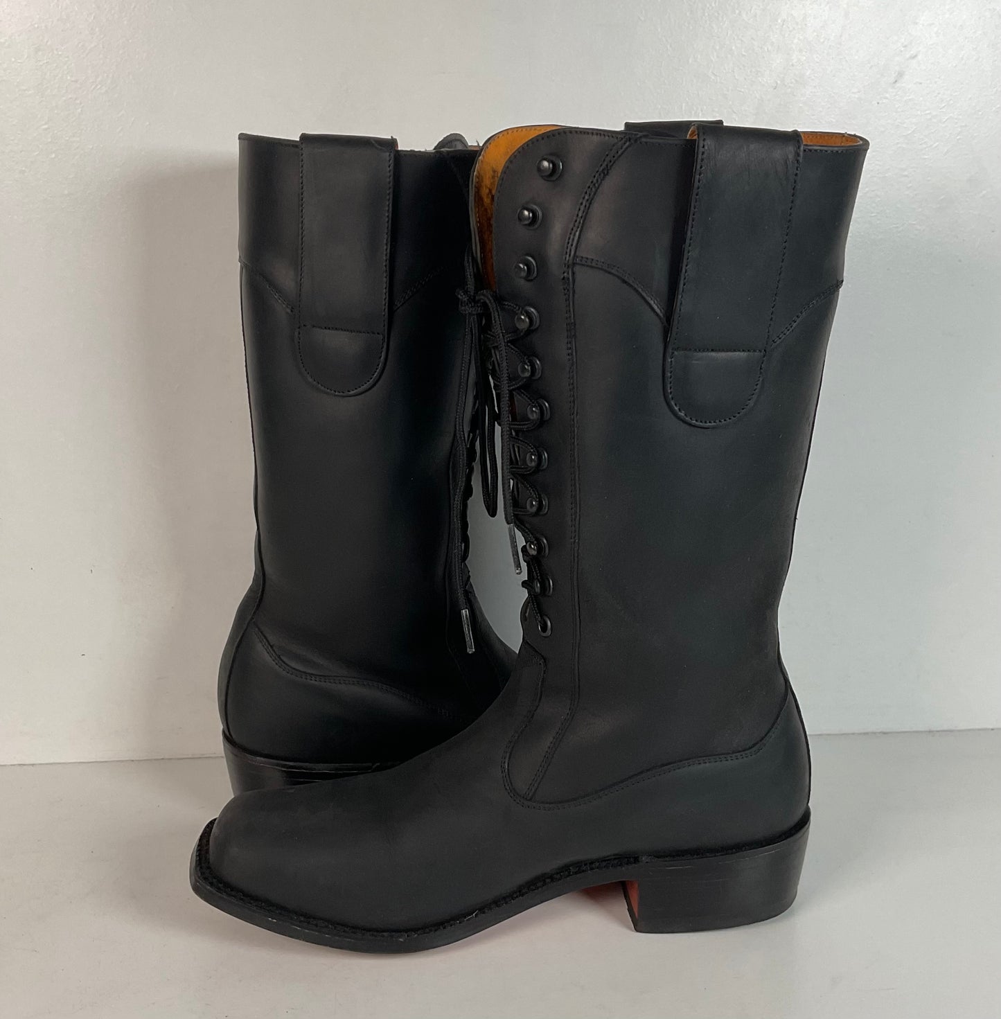 Custom Western Lace Up Boots | Go-Go | Black Oiled | Women’s 8 B