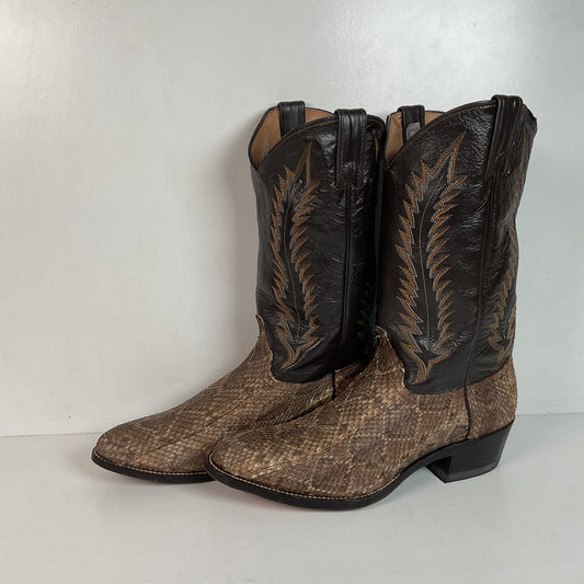 Vintage Abilene Diamondback Rattlesnake Cowboy Boots 10 D USA Made Snakeskin
