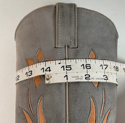 Vintage Justin Women’s Flower Cowgirl Boots | Tooled Inlay | USA Made | 8 B