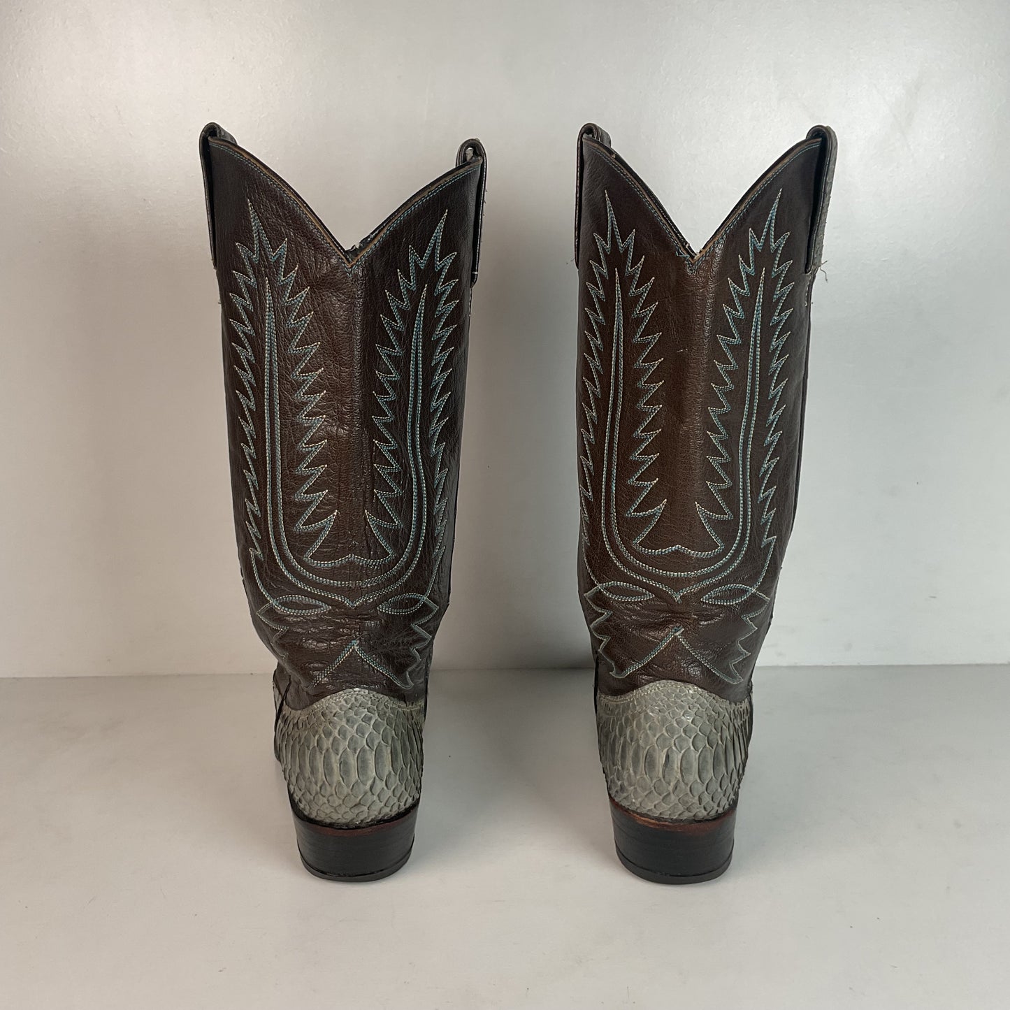 Vintage Dan Post Grey Python Cowgirl Boots 8 C USA Made